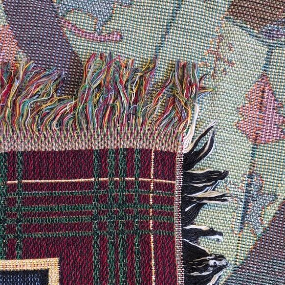 Vintage Crown Craft Dalmatian Puppies Under Christmas Tree Woven Tapestry Throw - Picture 10 of 11